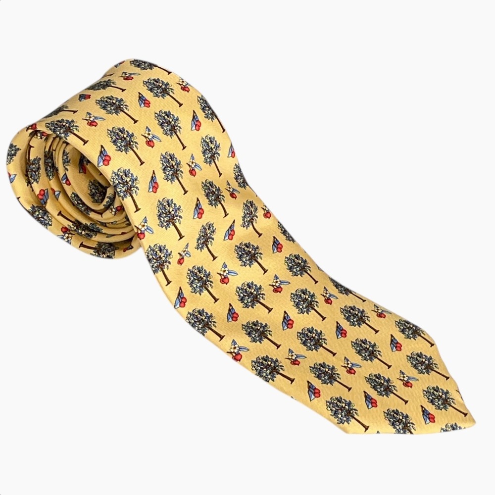 Vintage Brooks Brothers Makers Silk Tie Apple Tree Cherries Hand Finished USA